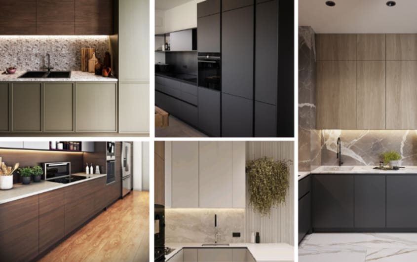 wood handleless cabinets