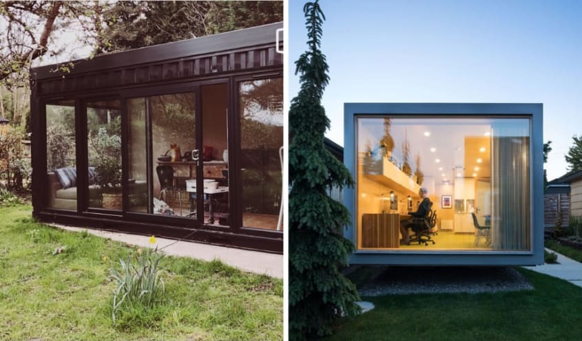 Bureau de jardin dans un conteneur