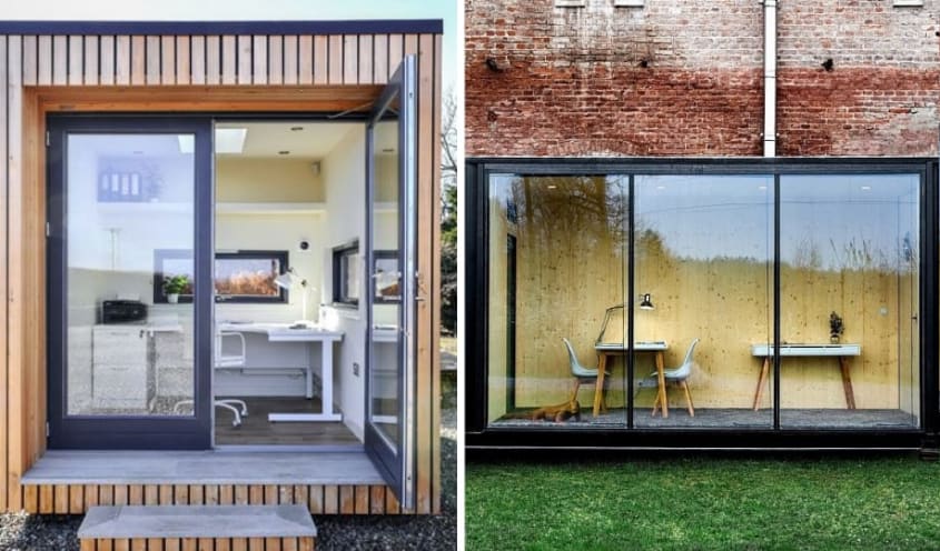 Bureau de jardin dans un conteneur d'expédition