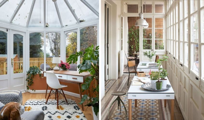 Solarium aménager avec un bureau