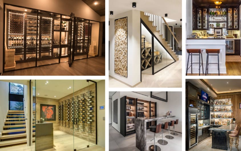 basement wine cellar with dim lights
