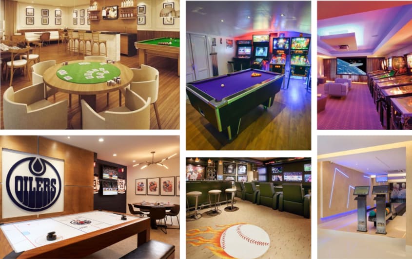 adult game room with arcade games