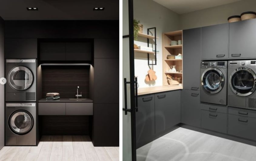 dark style modern laundry room