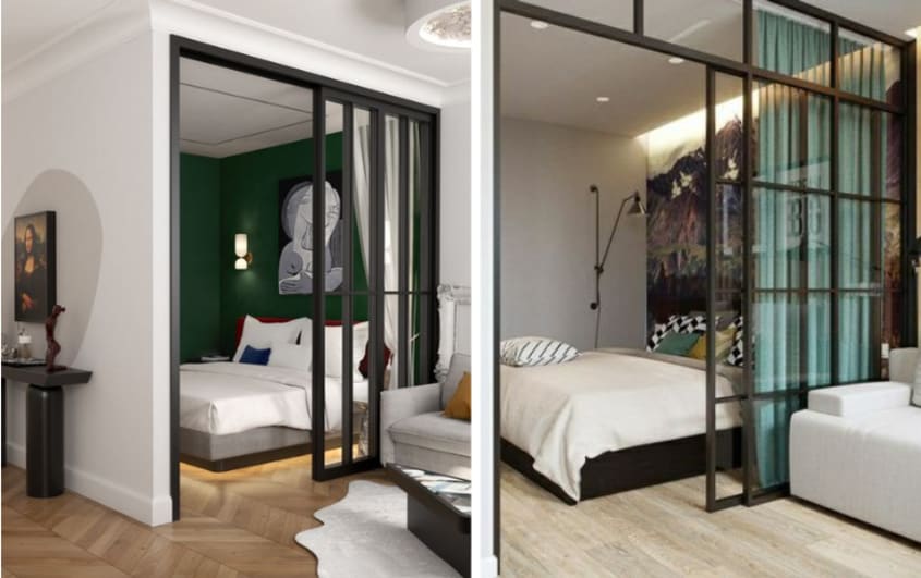 basement bedroom with window door separation