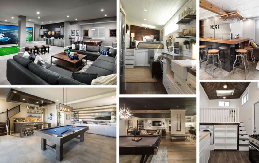 basement bachelor with pool table