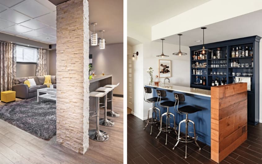 basement bachelor pad with kitchen mini bar