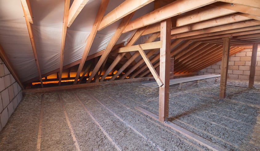 attic with vermiculite on the floor