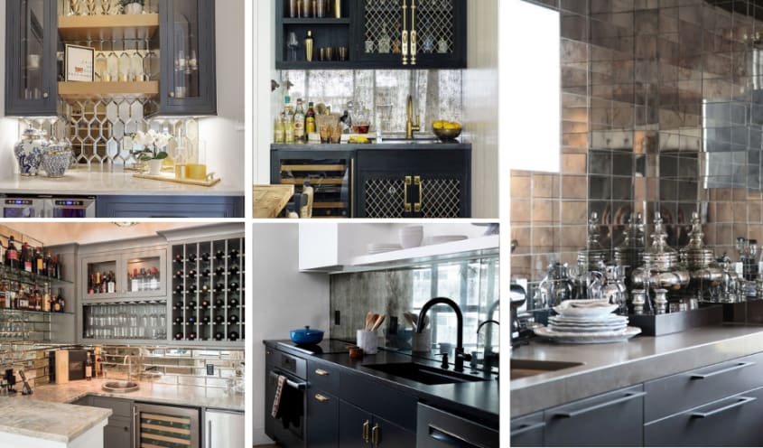 collections d'idées de dosseret de cuisine en miroir travaillé