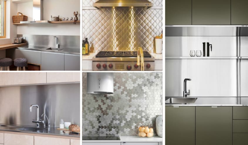 collections d'idées de dosseret de cuisine en acier inoxydable moderne