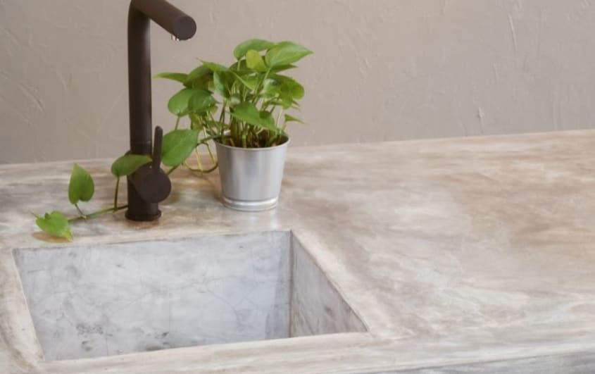 Cement countertop with plant and