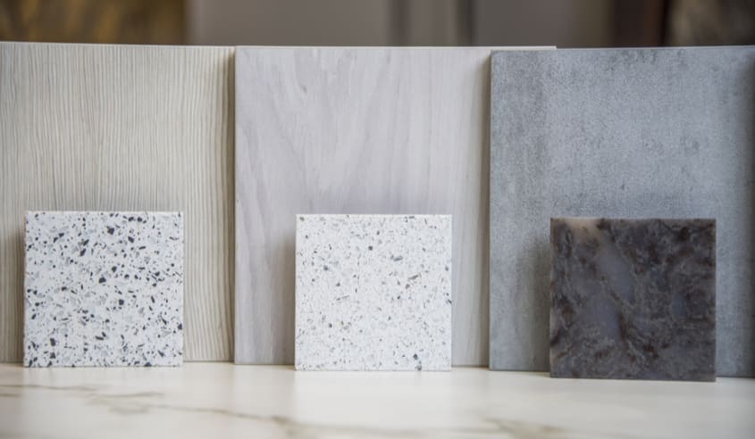 matériaux de comptoir et plancher cuisine