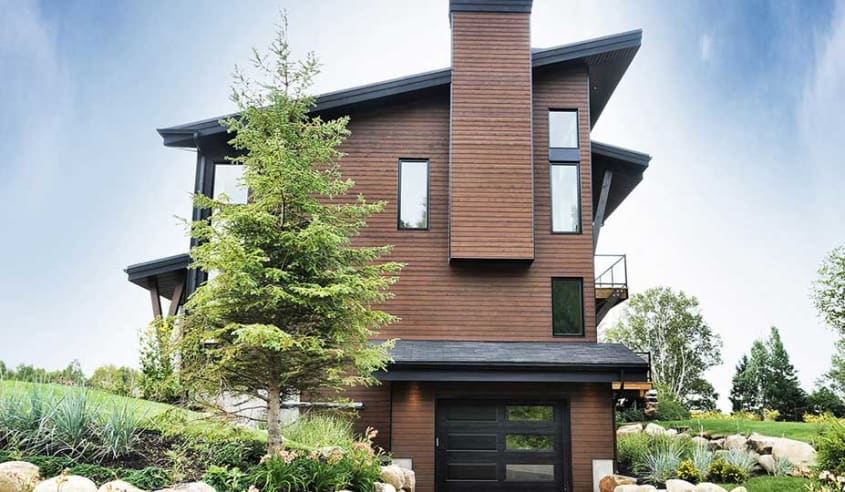 chalet avec revetement exterieur en bois