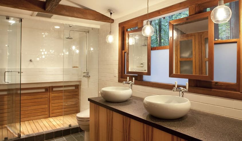 spa-like modern cabin bathroom