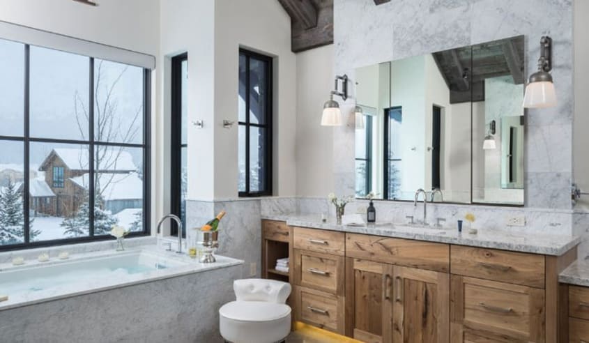 luxurious marble cabin bathroom