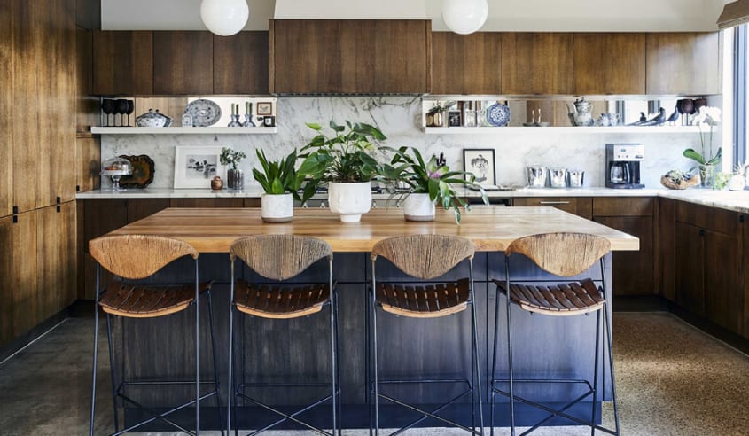 ecclectic-kitchen-design-with-dark-wood-cabinetry