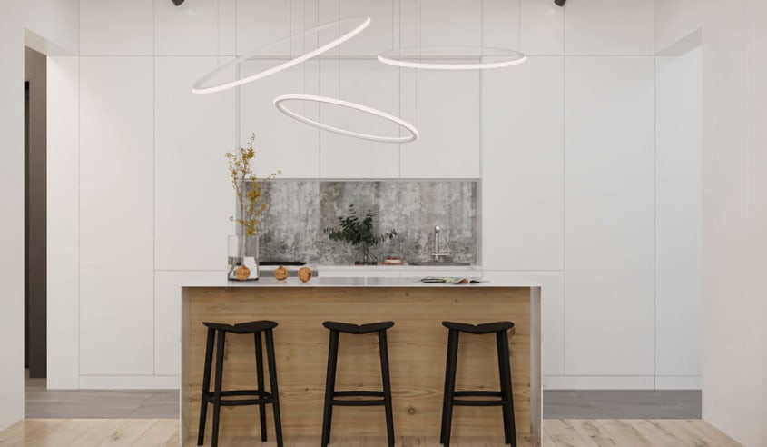cuisine-blanche-avec-luminaire-contemporain