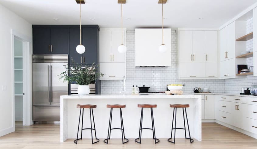 ilot-de-cuisine-avec-lampe-or